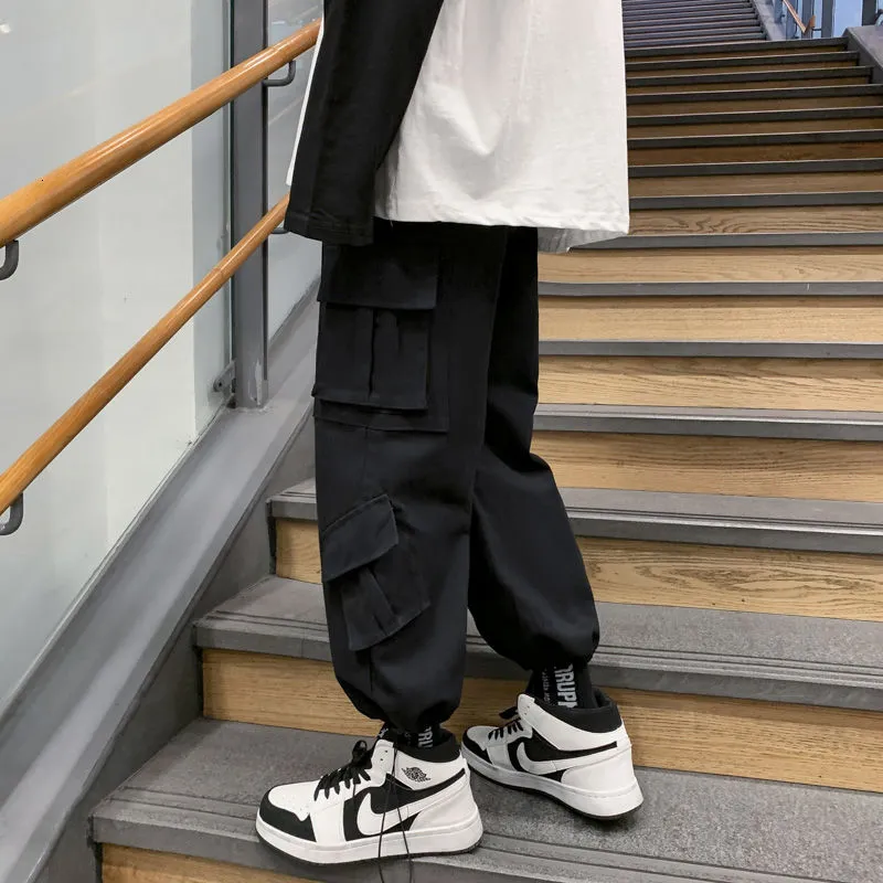Tie-dye Pants Men's Fashion Casual Pocket Cargo Pants Men Streetwear Korean Loose Hip-hop Straight Wide-leg Pants Mens Trousers