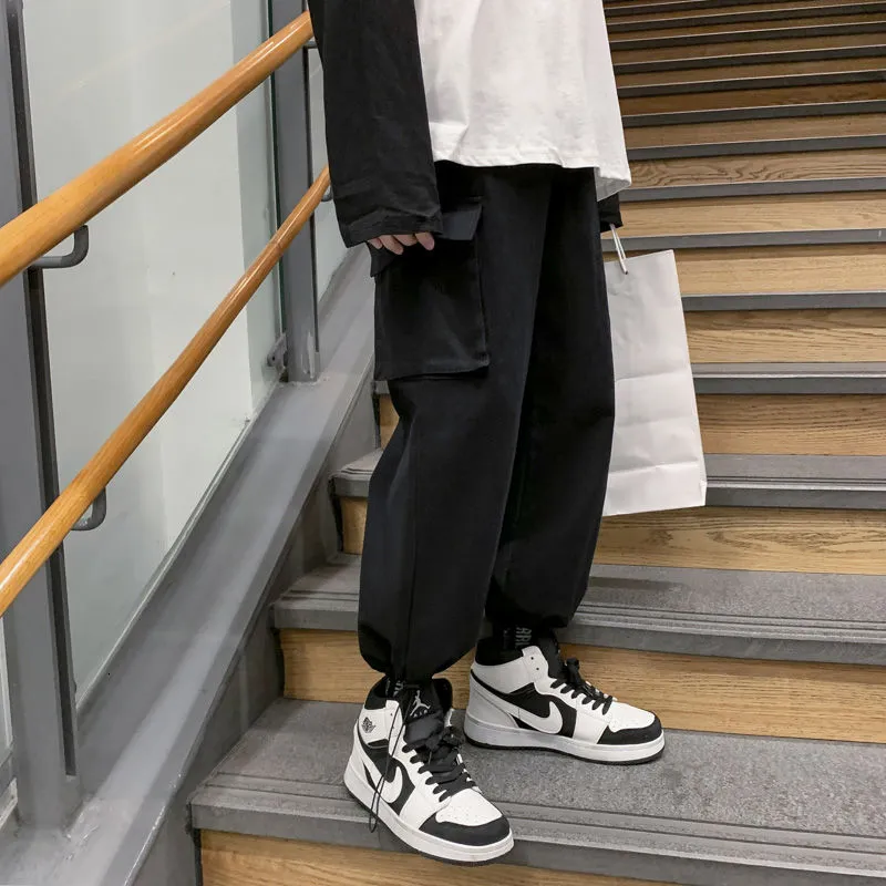 Tie-dye Pants Men's Fashion Casual Pocket Cargo Pants Men Streetwear Korean Loose Hip-hop Straight Wide-leg Pants Mens Trousers