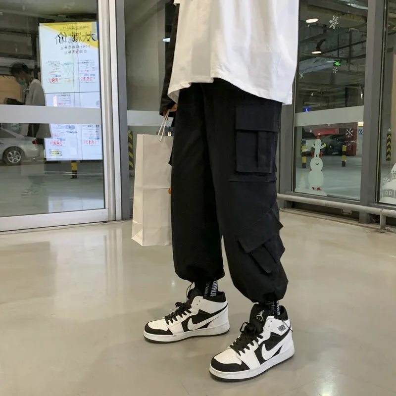 Tie-dye Pants Men's Fashion Casual Pocket Cargo Pants Men Streetwear Korean Loose Hip-hop Straight Wide-leg Pants Mens Trousers