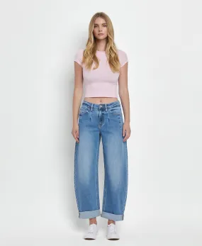 Wind Sanp - Super High Rise Cuffed Barrel Jeans