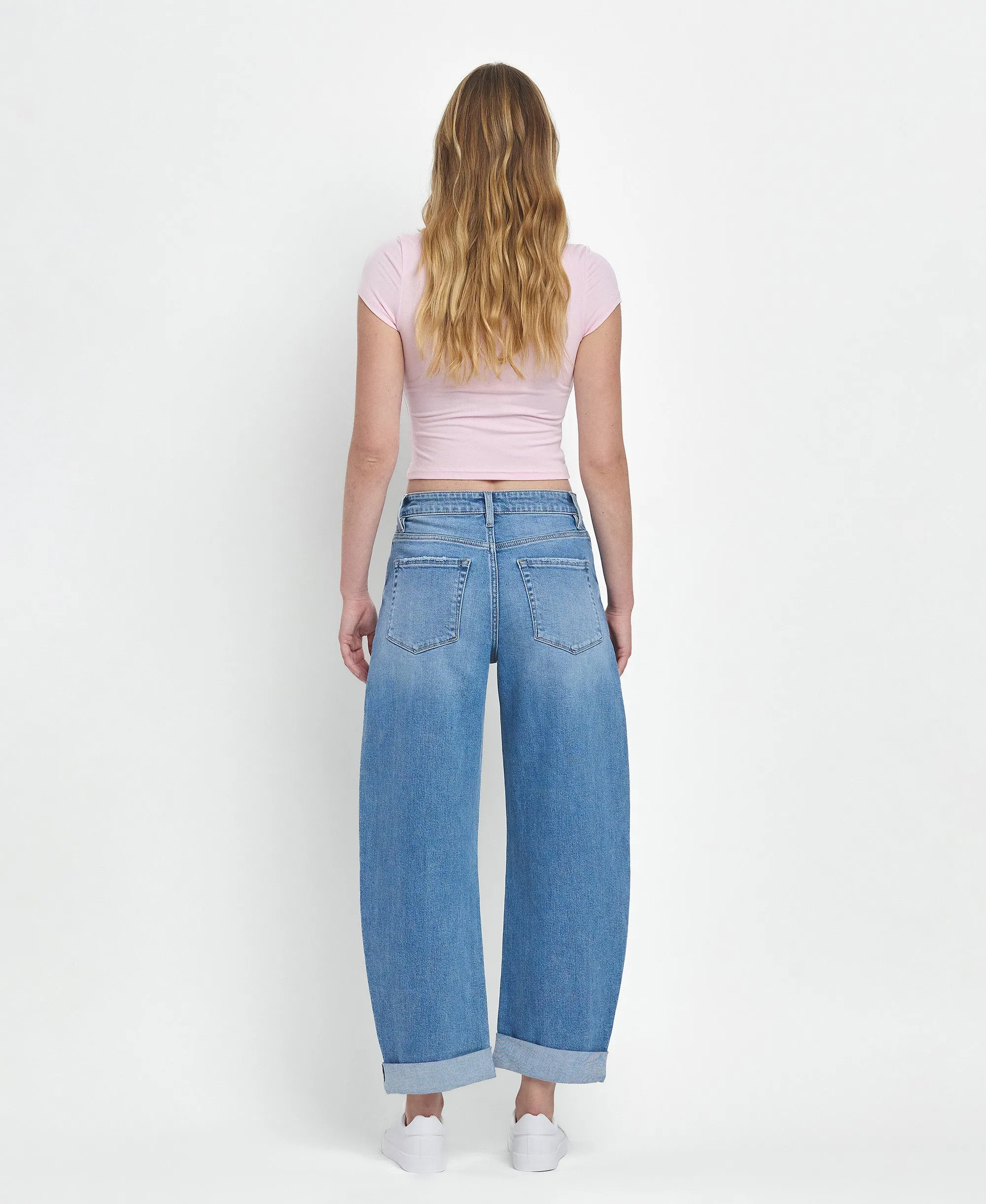 Wind Sanp - Super High Rise Cuffed Barrel Jeans