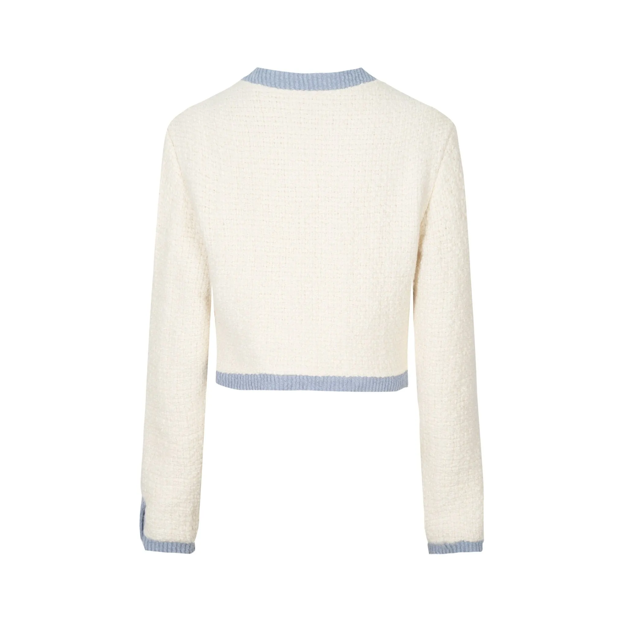 Wool Cardigan in White And Blue